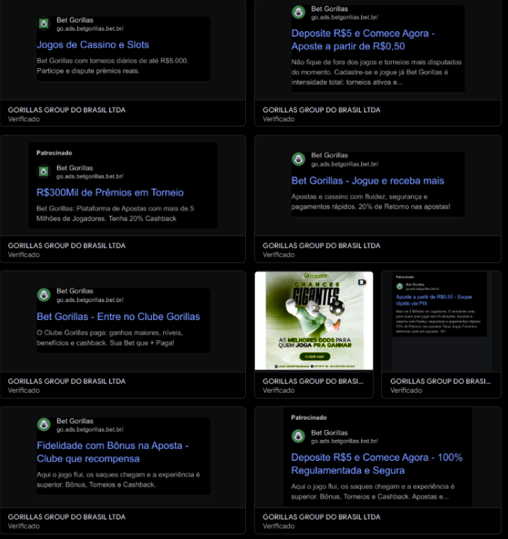 Anúncios da Bet Gorillas — Ofertas FTD