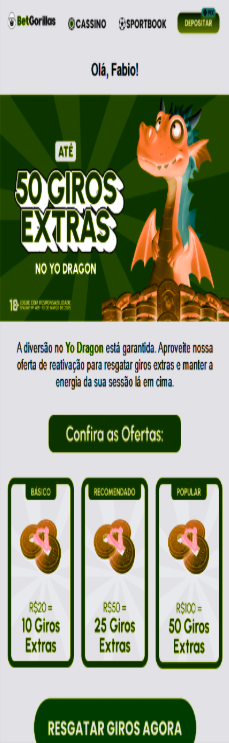 Email de reativação com giros extras