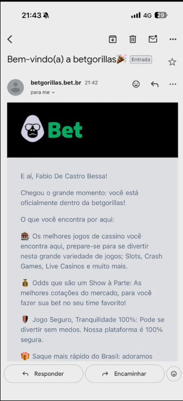 Email de boas-vindas BetGorillas