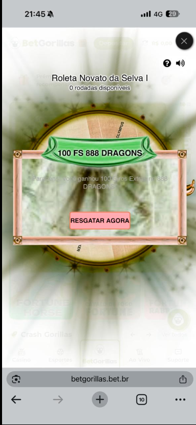 Captura BetGorillas — Modal resgate